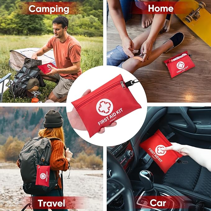PTEROMY 150 Piece Mini First Aid Kit, Portable Small Emergency Kits Compact 1st Aid Kit for Car, Travel, Home, Camping, Outdoor, Hiking