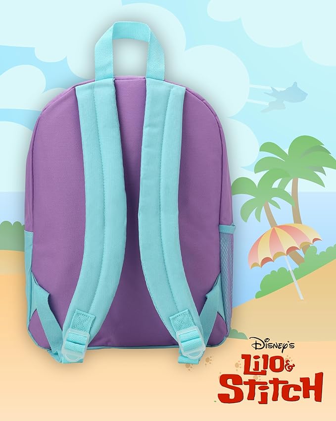 Fast Forward Stitch Kids Backpack and Lunch Box Set - 2 Piece 15 Inch School Backpack With Detachable Lunch Bag Set, Stitch Purple Pineapple