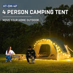 Happy Travel Camping Tent, 4 Person Dome Tents for Camping with Rainfly, Waterproof Clip Easy Setup Portable Family Tent with Mesh Windows, 20% More Headroom Backpacking Tents for Camping & Hiking