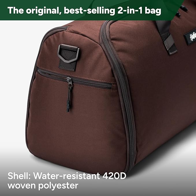 Halfday Convertible 2-in-1 Garment Duffel Weekender Bag 45L: Wrinkle-Free Travel (Hanging Suit Compartment, Shoe Pockets, Trolley Sleeve), Durable & Water-Resistant Carry-on, Port