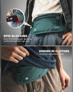 VULKIT Money Belt for Travel, Hidden Passport Holder, Anti-Theft Travel Wallet Under Clothes, RFID Blocking Waist Pouch, Undercover Fanny Pack, Deep Teal