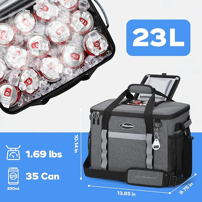 Maelstrom Collapsible Soft Cooler Bag,35/55/75 Cans Beach Cooler with Flip Top Lid, Ice Chest, Leakproof & Portable for Beach, Camping, Road Trips & Grocery Shopping