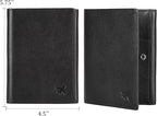Polare Napa Leather Pilot Wallet Passport Holder RFID Blocking Tri-fold Travel Cover Document Organizer for Aviation Professionals (Black)