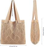 COOKOOKY Crochet Beach Tote bag Summer Beach Bag for Women Aesthetic Mesh Tote Bag Hippie Bag Knit Bag