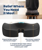 Everlasting Comfort Doctor Recommended Memory Foam Seat Cushion for Office Chairs & Car - Ergonomic Office Desk Accessories - Cushions for Tailbone Pain Relief, Sciatica (Black Airflow, Large)