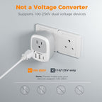 2 Pack US to India Plug Adapter, TESSAN Type D Travel Adapter with 1 Electrical Outlet 3 USB Ports (1 USB C), Power Outlet Adaptor for USA to India Nepal Maldives Pakistan Bangladesh Kuwait Yemen