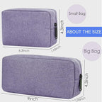 CAAORDKSO Small Cable Organizer Bag, Charger Organizer Case Pouch Travel Bag, Waterproof Electronics Accessories Case for USB, Cable, Cord, Charger, Phone, Power Bank, Earphone (Small-Purple)