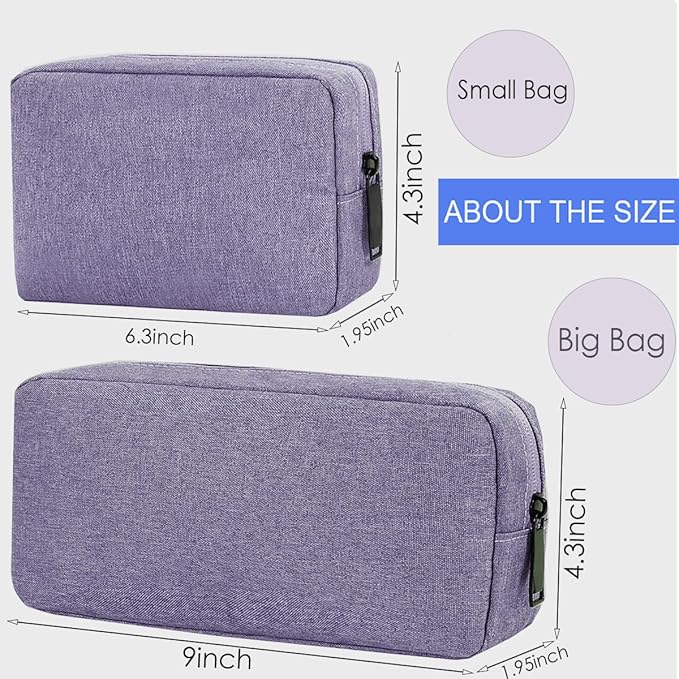 CAAORDKSO Small Cable Organizer Bag, Charger Organizer Case Pouch Travel Bag, Waterproof Electronics Accessories Case for USB, Cable, Cord, Charger, Phone, Power Bank, Earphone (Small-Purple)