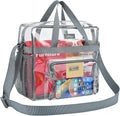 MAY TREE Clear Bag for Stadium Events 12×6×12 Clear Tote Lunch Bag with Reinforced Straps for Work, Sporting Events and Gym, Grey