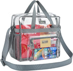 MAY TREE Clear Bag for Stadium Events 12×6×12 Clear Tote Lunch Bag with Reinforced Straps for Work, Sporting Events and Gym, Grey