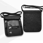 WALNEW Passport Holder Neck Pouch Travel Wallet for Women and Men, RFID Blocking Security Slim Traveling Wallet with Around Neck Lanyard Strap, Black