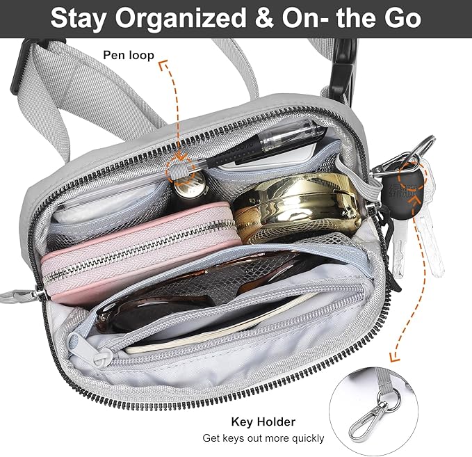 Mini Belt Bag for Women, RFID Small Fanny Pack, Womens Fashion Waist Packs with Extender Strap, Crossbody Bum Bags