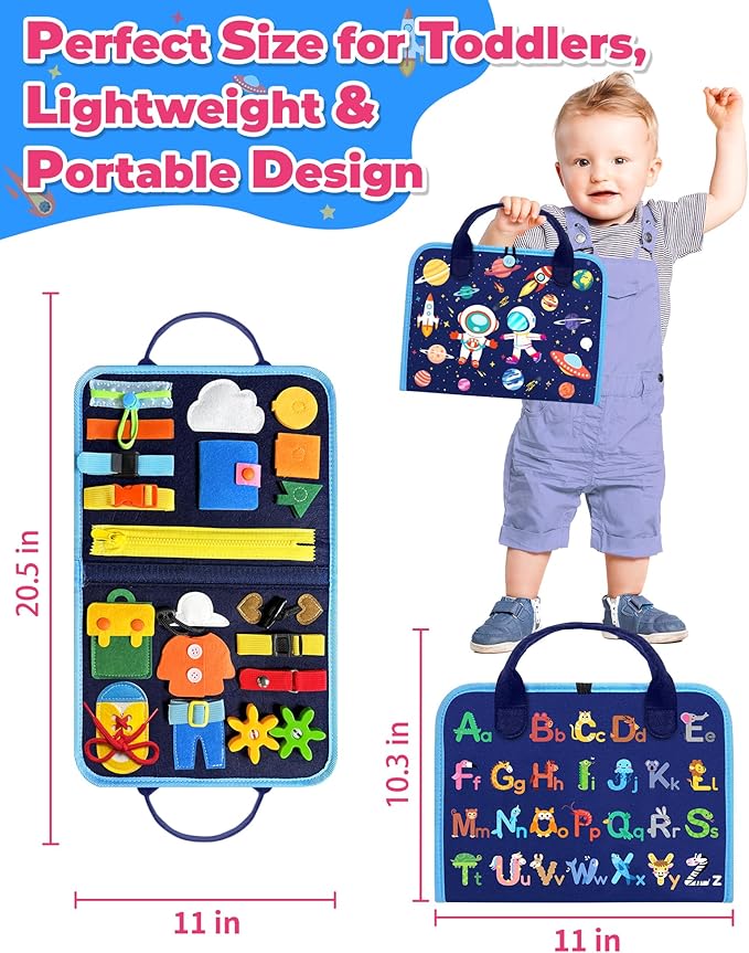 Gojmzo Busy Board Montessori Toys for Toddler Boy Birthday Gifts, Busy Book Sensory Toys for Toddlers, Learning Educational Toddler Travel Activities