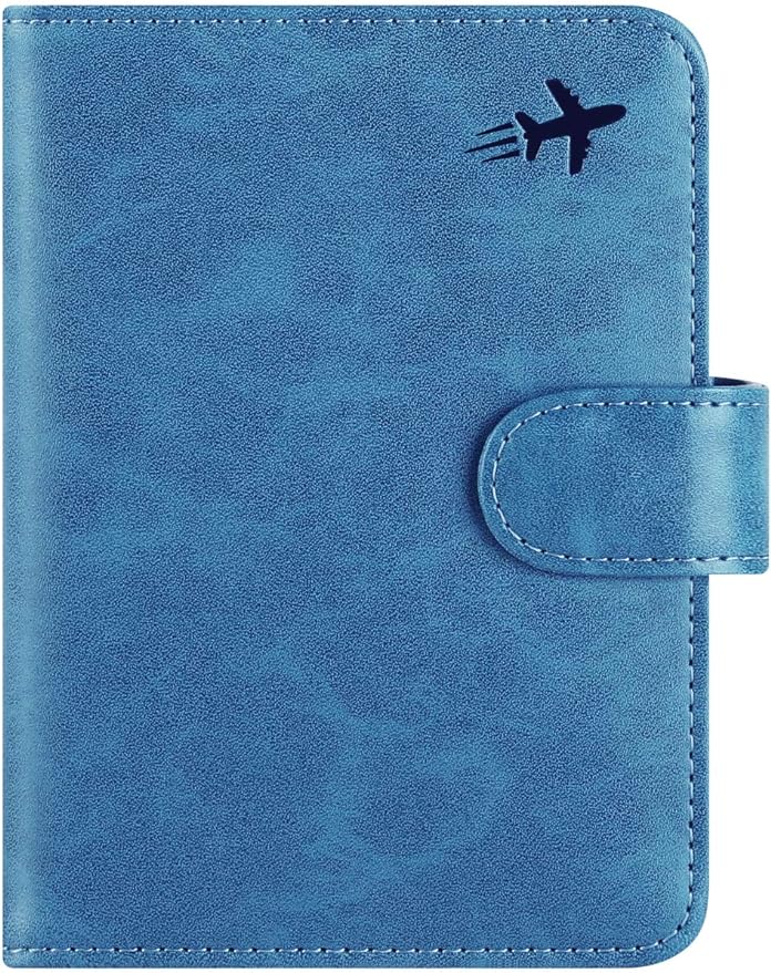 Passport Holder Cover Wallet RFID Blocking Leather Card Case Travel Accessories for Women Men (#Blue)