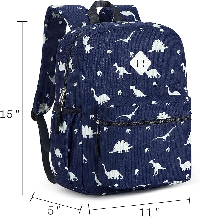 STEAMEDBUN Corduroy Kids Backpack for Boys Girls 3-8, Boys Backpack for Elementary Kindergarten - Dinosaur