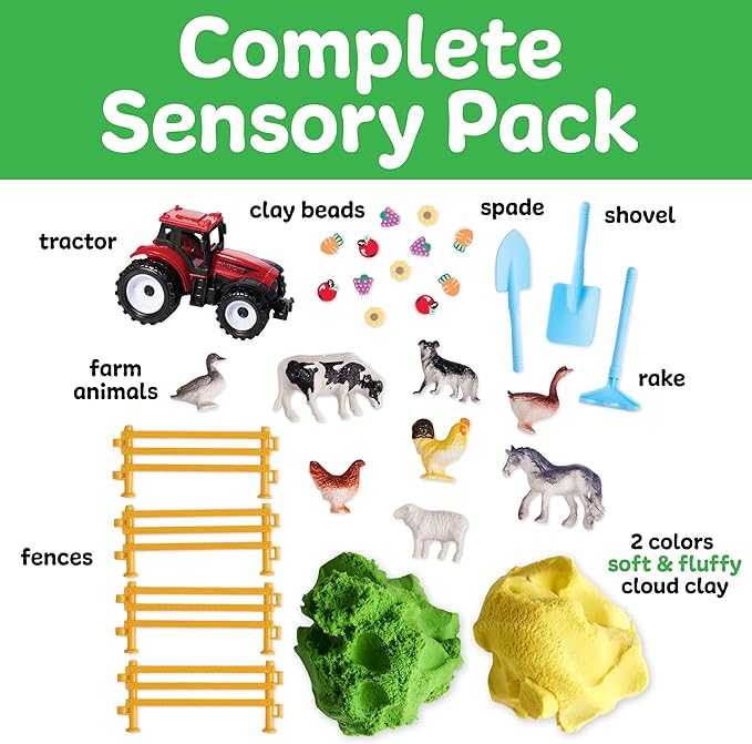 Creativity for Kids Sensory Pack: Farm, Sensory Toys for Toddlers, Pretend Play Farm Animals for Kids, Toddler Travel Toys & Spring Crafts (Ages 3+)