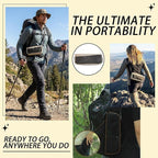16" Portable Collapsible Stool - Folding Chair with Storage Pouch, Convertible Satchel for Hands-Free Carry & Supports 300Lbs, Ultralight for Hiking, Fishing, Camping, Festivals (Khaki, Large)