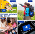 300 Piece First Aid Kit, Compact Waterproof First Aid Bag with 9 Organized Compartments, Portable Emergency Supplies Kit for Outdoor, Camping, Hiking, Car, Home, Travel, Office