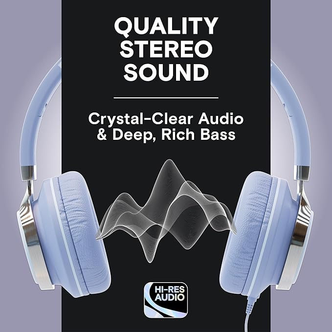 ARTIX CL750 Wired Headphones with Mic — Noise Isolating On-Ear Headphones for Computer and Laptop Wired, Plug in Corded Headphone with Wire (Foldable, Aux Jack 3.5mm)