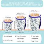 KJQJLY 3 Pac Reusable Iced Coffee Sleeves for Iced Coffee Cups or Drinks Reusable Neoprene Insulated Sleeves for Hot and Cold Drinks from Starbucks, Dunkin, And More (Little Orchid)