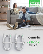 INIU C to C Fast Charging Cable, 2-Pack [3.3ft, White] Type C Charger Cord for iPhone 17 16 15 Pro Max Samsung S25 S24 Ultra Google Pixel 9 Pro Laptops MacBook iPad Air Switch etc.