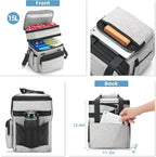 holuxer Insulated Lunch Bag & Lunch Box for Men - Double Deck Reusable Lunch Bag for Women Tote Cooler Bag Leakproof Soft Expandable - Large Lunchbox for Work/Adult/Picnic/Outdoor (Gray，15L)