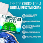 Sudstainables Laundry Detergent Sheets 60 Loads – Dissolvable Laundry Sheet for Washing Machines, Compact Alternative to Liquid & Powder Detergent, Travel-Friendly Soap | Fresh Linen