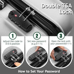 3 Piece Luggage Sets, Lightweight ABS Suitcase with 4 Spinner Wheels ＆ TSA Locks, Hardside Carry On Luggage Durable Suitcase Set for Family Travel Business - Grey, 20/24/28
