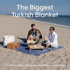 WETCAT Turkish Beach Blanket Sandproof (82"x82") 100% Turkish Cotton, Made in Turkey - Sand Free, Ultra Soft, Extra Large Throw for Picnic – Blue