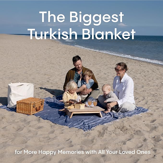 WETCAT Turkish Beach Blanket Sandproof (82"x82") 100% Turkish Cotton, Made in Turkey - Sand Free, Ultra Soft, Extra Large Throw for Picnic – Beige