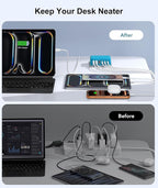 Fast Charger Block, GaN 6 Port USB C Charging Station Hub Cube, 100W Multiport Type C Wall Charger Power Strip Plug with PD+QC for iPhone 16 15 14 13 12 1 Pro Max XR XS 8 7, Samsun.g, iPad, Table