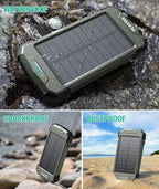 BLAVOR Portable Foldable Solar Charging Pack with Built-in USB-C Cable & Crossbody Lanyard, Plus Solar Charger Power Bank 10,000mAh, 20W PD, Waterproof for Outdoor Camping Hiking Backpacking