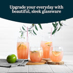 Libbey Samba Rocks and Tumbler Glass Cups Set of 16, All Purpose Everyday Drinking Glasses Set, Dishwasher Safe Modern Glassware Set for Events