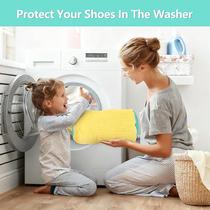 Shoe Washing Machine Bags 2Pcs, Shoe Washing Bags with2-Size Travel Laundry Bags - Washer & Dryer Safe Protector for Sneakers/Boots/Shoes Machine Washable Set