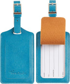 Travelambo Luggage Tags for Suitcases PU Leather Travel Tags Bag Tags Privacy Protection Travel Essentials