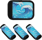 2 PC Luggage Handle Wrap Luggage Handle Covers Tags for Suitcase Bags Travel Luggage Handle Identifier Gripper Sea Waves Seaweed Blue