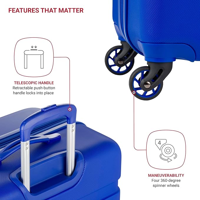 SwissGear 7366 Signature Hardside Expandable Luggage with Spinner Wheels, TSA Lock, Cup-Holder, Cobalt, 3-Piece Set (19/23/27)