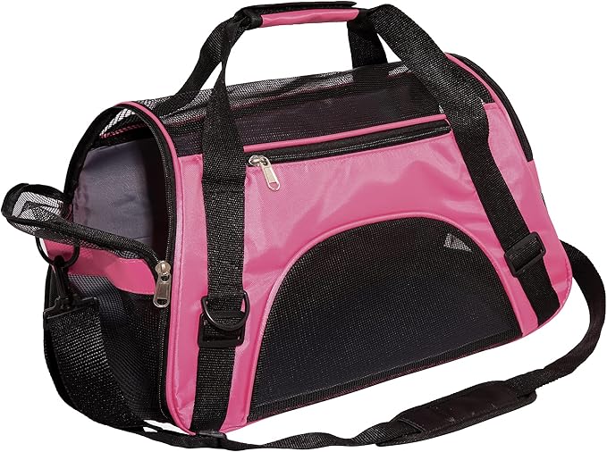 MuchL Cat Carrier for Cats Soft-Sided Travel Pat Carrier for Cat with Wooden Padding Board Airline Approved Lightweight Comfortable Cat Bag for Puppy Small Pets (Small, Pink)
