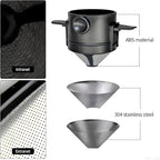Pour Over Coffee Maker, Manual Drip Coffee 250ml Cup with Stainless Steel Mesh Filter, to Clean for Home,Office, Travel, Camping, Portable Coffee Kit (White)