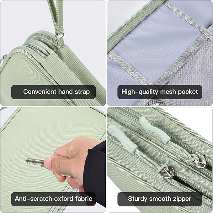 CAAORDKSO Large Electronics Travel Organizer Case, Cable Organizer Bag Water Resistant Double Layers Accessories Storage Bag Tech Pouch, for Cord, Charger, Power Bank, Earphone (Mint Green, X-Large)