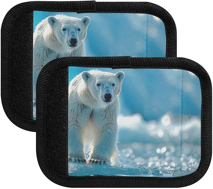 Qilmy Ocean Polar Animal Luggage Handle Wrap 2Pack Luggage Identifiers Tag Comfort Handle Grips Cover for Stroller Suitcase Bag Airplane Travel Accessories1499