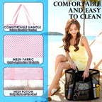 Fammart Mesh Beach Bag, Large Beach Tote with Zipper Pocket, Toys Pool Bag for Family Travel Vacation Cruise Essentials