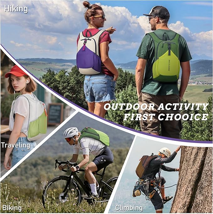 BECOJADDE 15L Small Hiking Backpack for Men Women Foldable Packable Back Pack Ultralight Hiking Daypack for Travel Camping Outdoor, Navy Blue