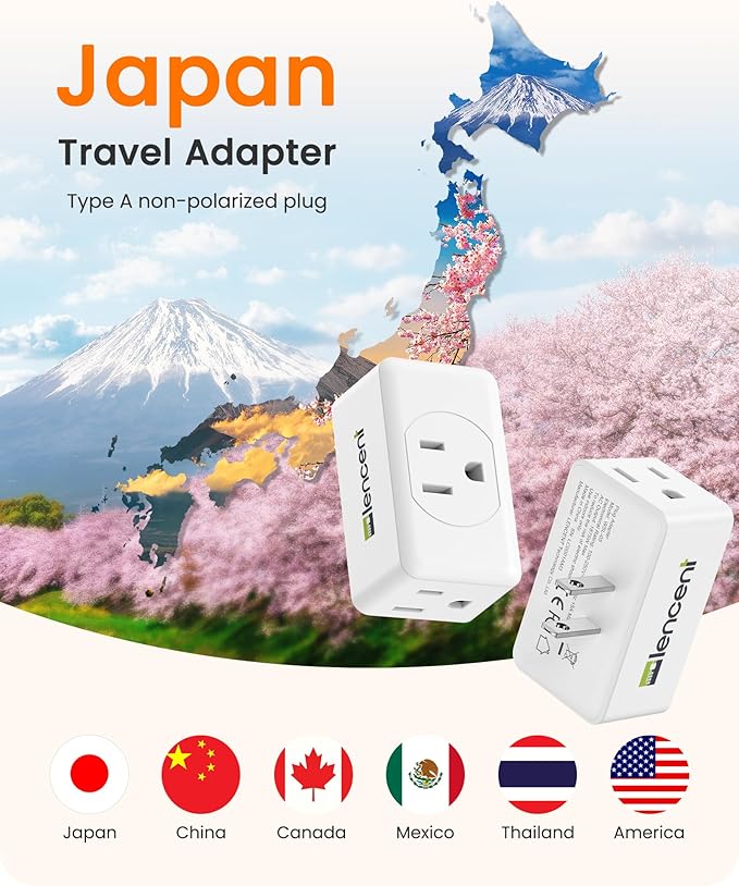 LENCENT 2 Prong to 3 Prong Outlet Adapter,Wall Plug Extender,Multiple Outlet Wall Plug with 3 AC Outlets,Non Grounded Outlets Expander for Japan Travel Kitchen Office Bathroom Older House,4 Pack