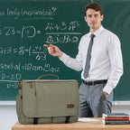 ESTARER Messenger Bag 17.3 Inch, Mens Computer Bag Water-resistant Canvas, Laptop Bag Satchel Briefcase for Teacher/College/Work/Travel, Army Green