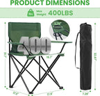 2 Pack Portable Camping Chairs Folding Lawn Chair Outdoor Lightweight Beach Chair with Cup Holder & Carry Bag for Outside Sports, Fishing, Hiking, Travel, Picnic, Backyard（Green