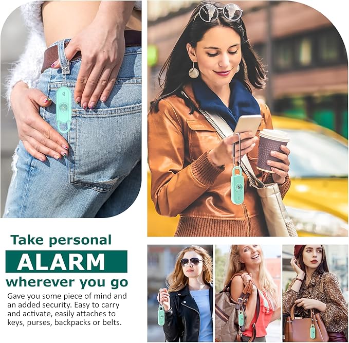 Personal Safety Alarm for Women Girls, 130dB Loud Siren with Key Chain, SOS Strobe Light, Flashlight, Double Speakers Help Kids/Elders/ Students Emergency Call, Gift for Self Defense Device
