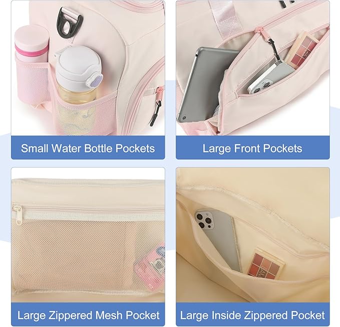 Gym Bag for Men Women, Sport Duffle Bag with Wet Pocket & Shoes Compartment, Water Resistant Overnight Weekender Bag Duffel Bag