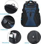 KROSER Travel Laptop Backpack 18.4 Inch XXXL Gaming Backpack with Hard Shell Saferoom RFID Pockets Water-Repellent Business College Daypack Stylish Laptop Bag for Men/Women-Black Haze Blue