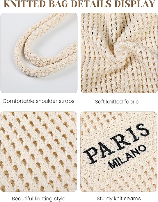 Beach Bags for Women - Straw Bag with Zipper, Soft Woven beach bag, Casual Straw Shoulder Bag for Daily Use